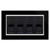 RetroTouch Crystal Black Glass with Chrome Trim RJ45 Network Socket - Click to see large image